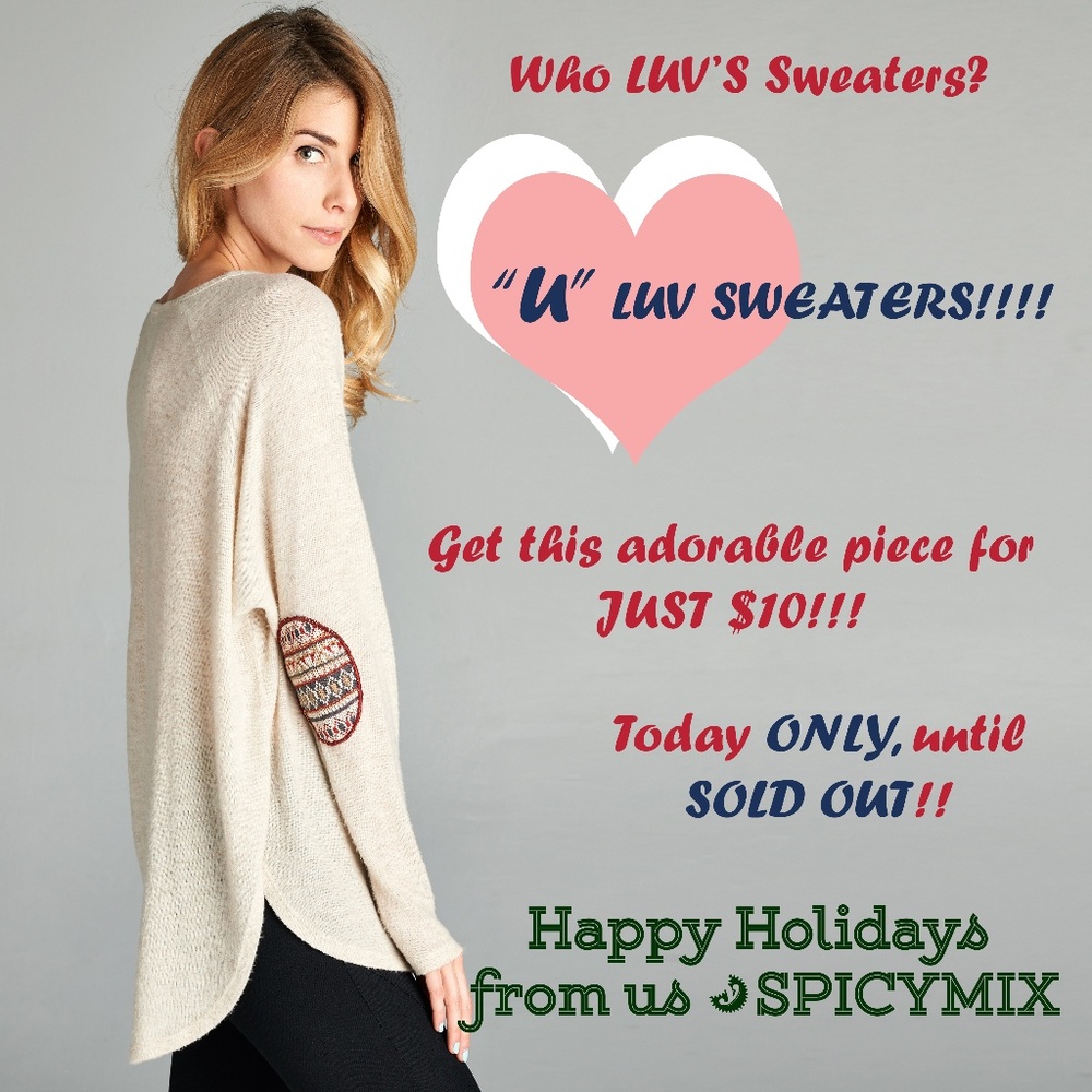 Elbow Patch Long Sleeve Sweater Top